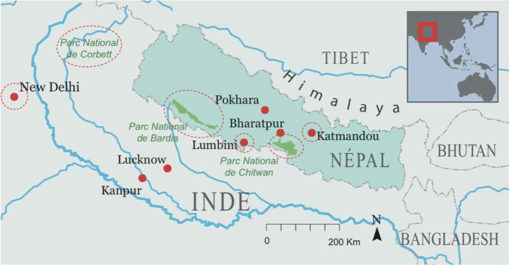 Carte Népal et Inde