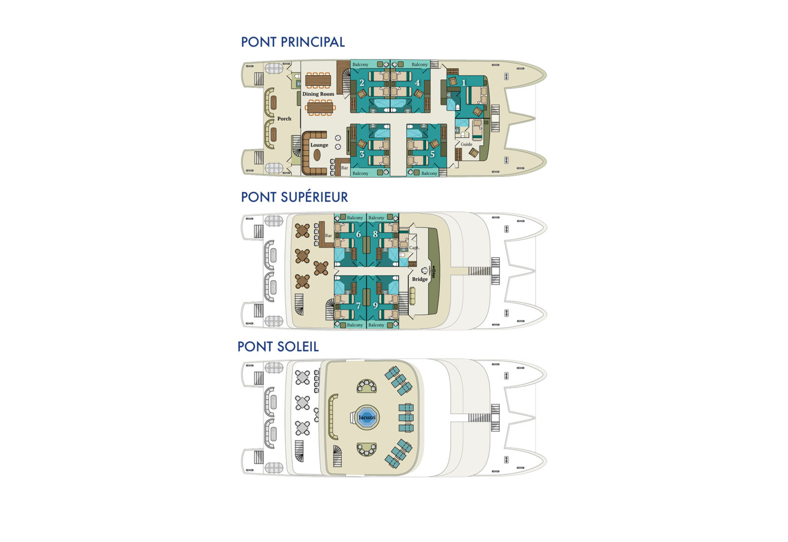 Plan des ponts et des cabines du navire