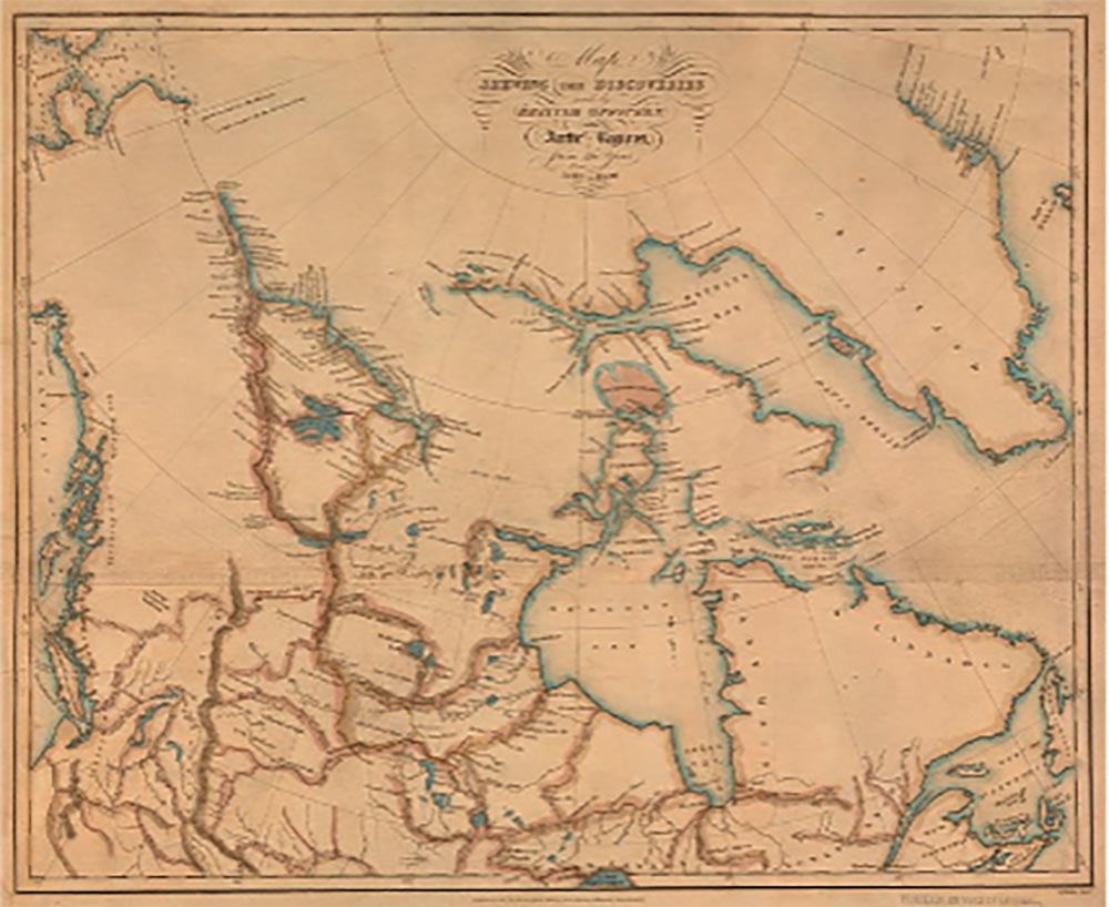 Carte britannique des régions arctiques de 1828