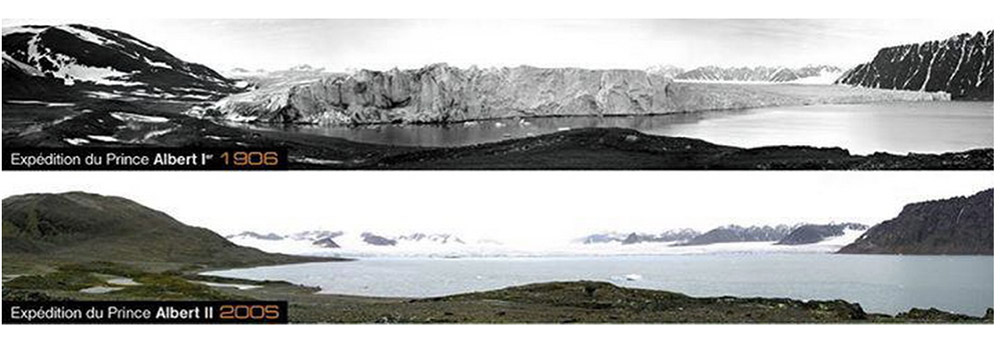 Le glacier de Lilliehöök en 1906 et 2005