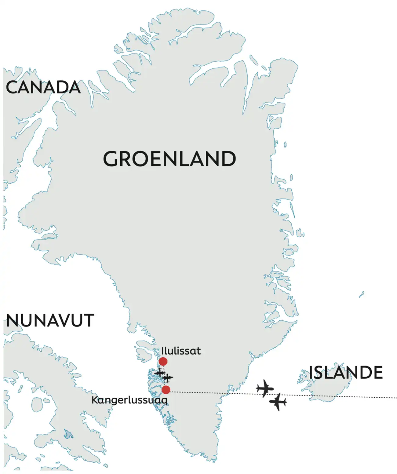 Carte Groenland - réveillon Ilulissat