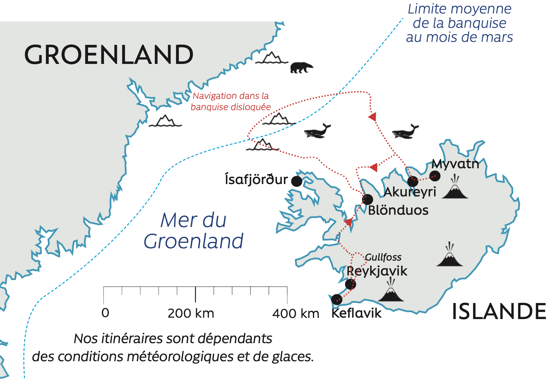 Groenland carte itinéraire