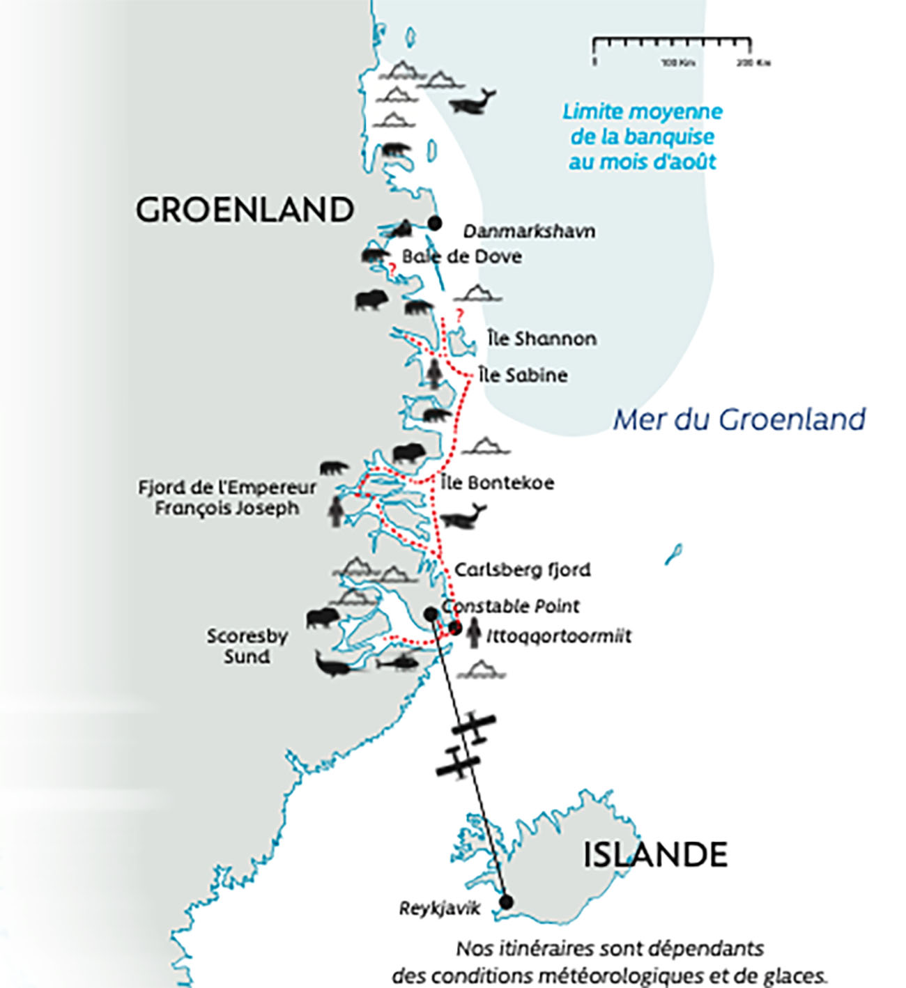 Carte itinéraire Parc National du Nord Est