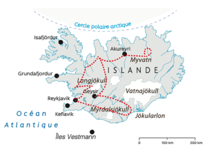Carte Islande de feu et de glace
